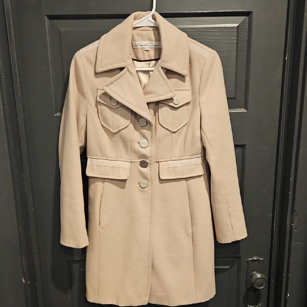 Vintage Kenneth Cole New York Cream Wool Blend Coat